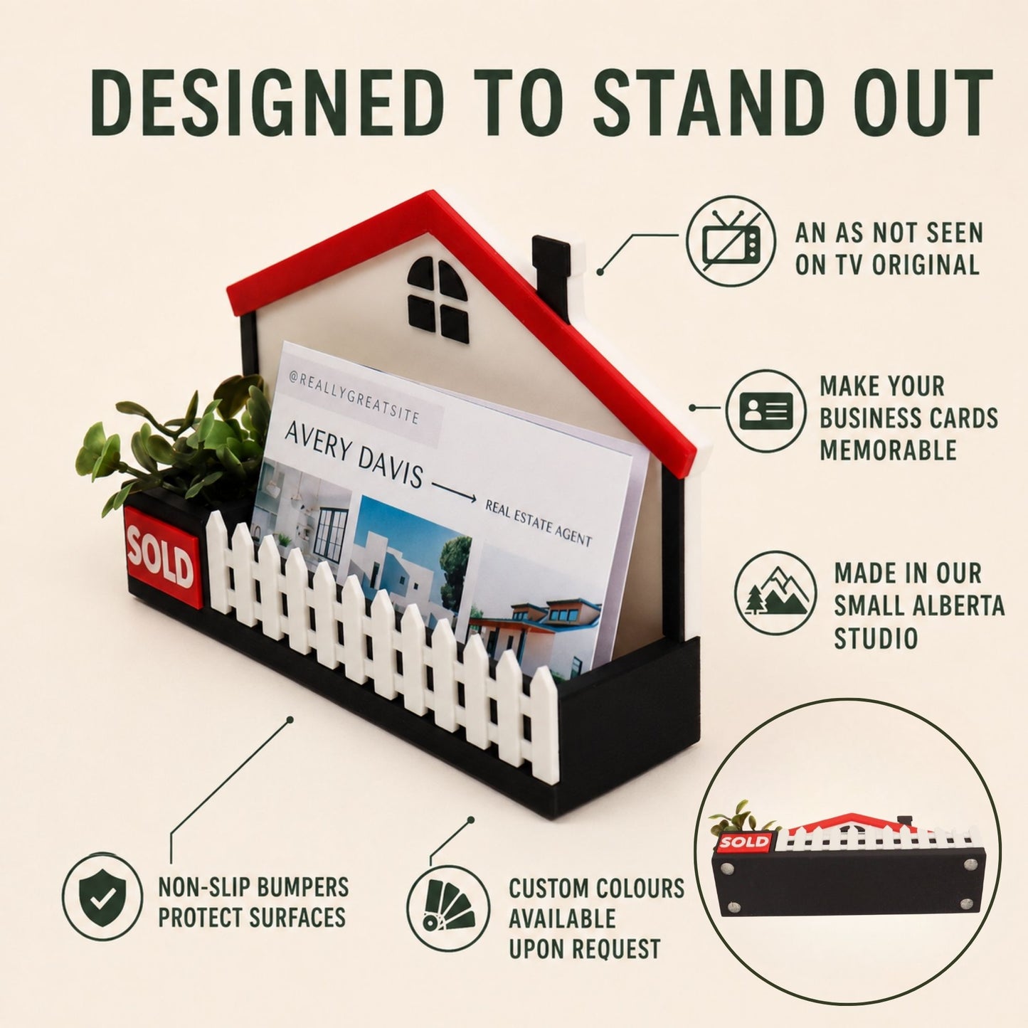 House with Planter Realtor Business Card Holder