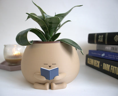 Cozy Pot Reading Book - Bookworm Planter