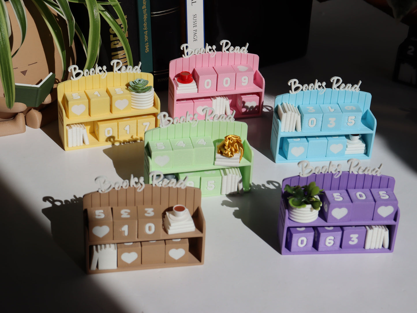 Mini Bookshelf Book Counter