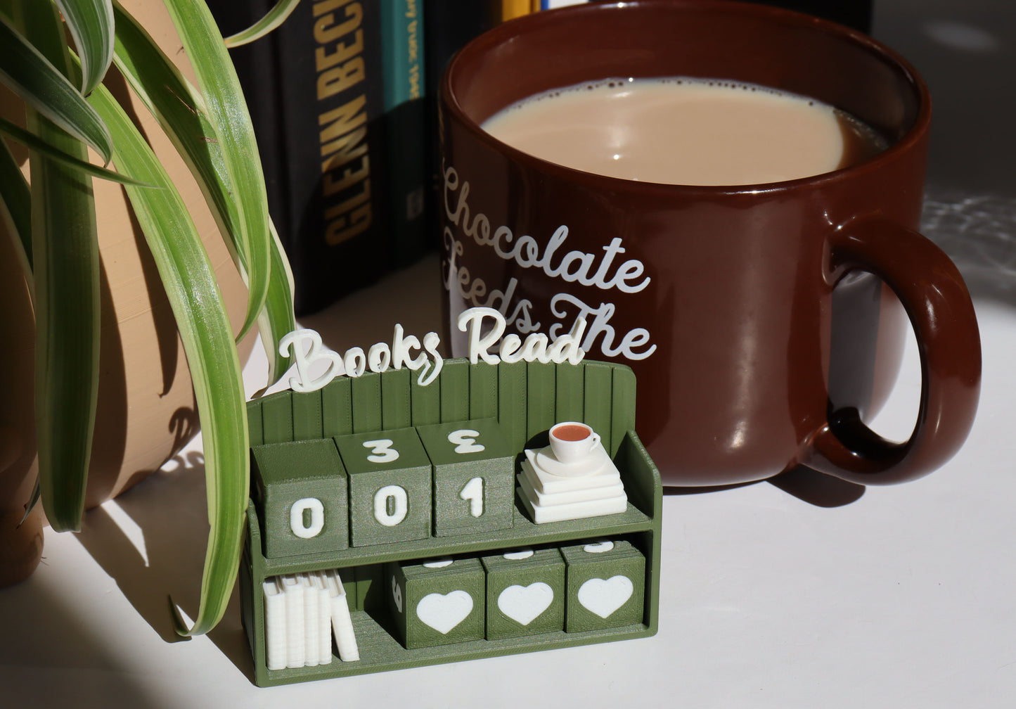 Mini Bookshelf Book Counter
