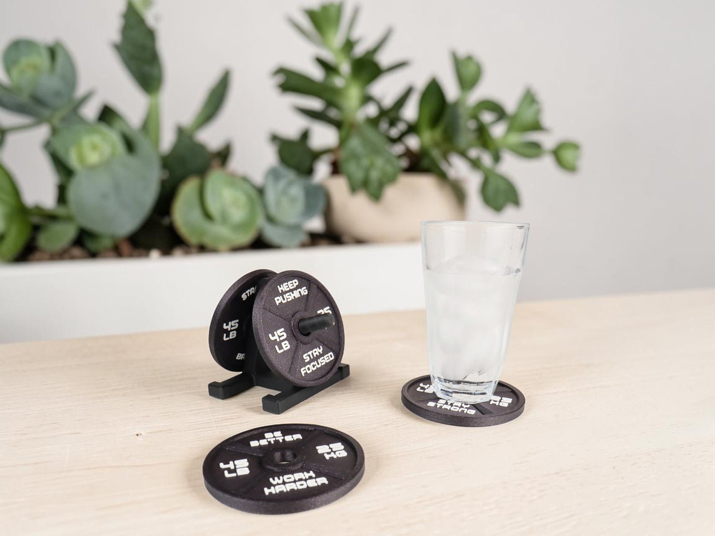Gym Coaster Set Weight Plate with Rack