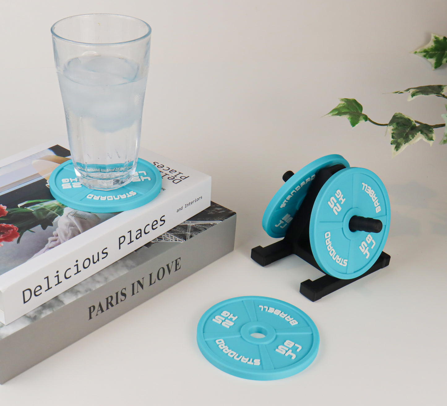 Gym Coaster Set Weight Plate with Rack