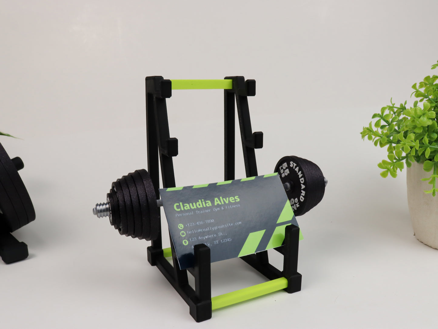 Barbell Rack Business Card Holder  and Pen Holder