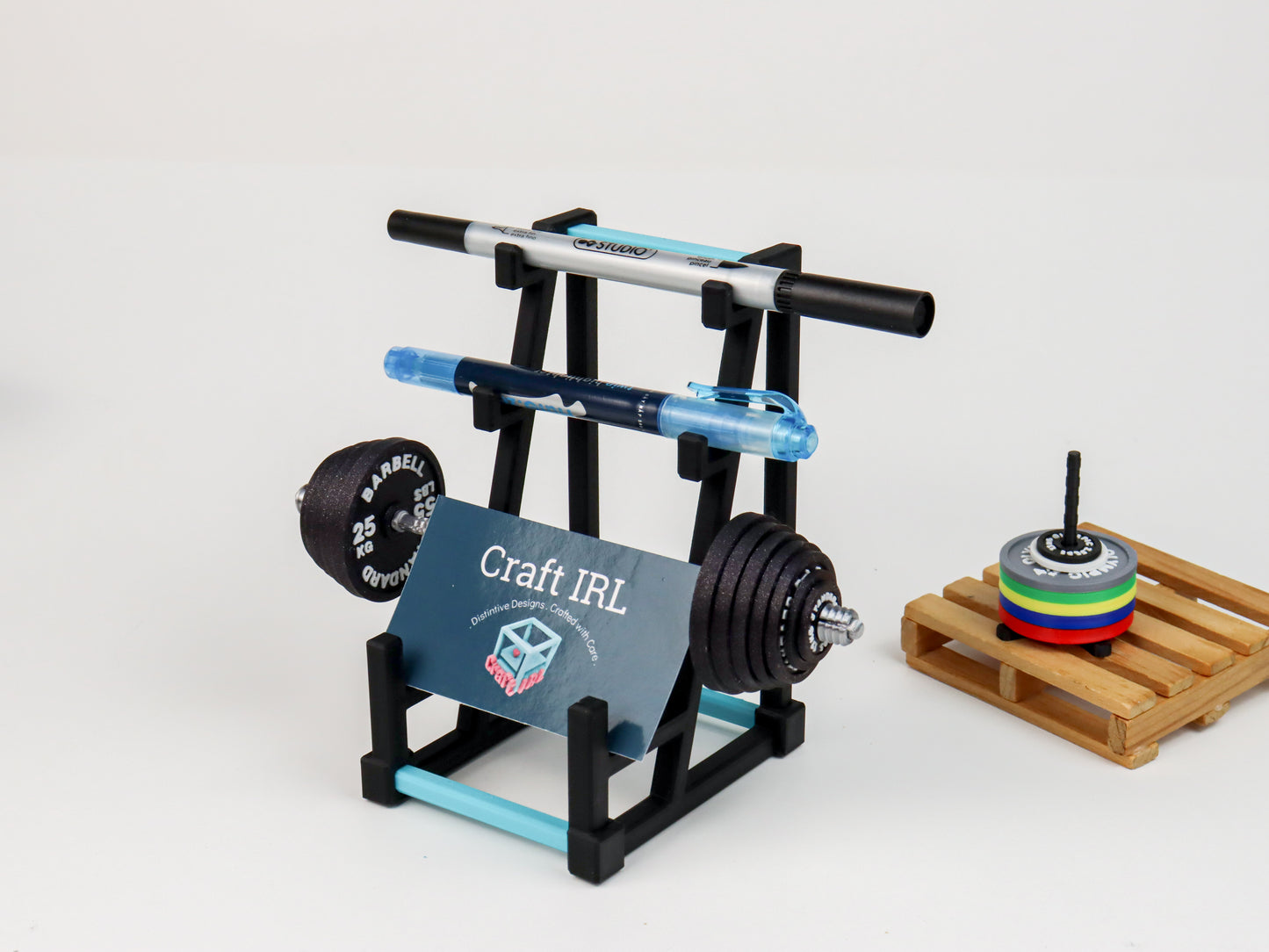 Barbell Rack Business Card Holder  and Pen Holder