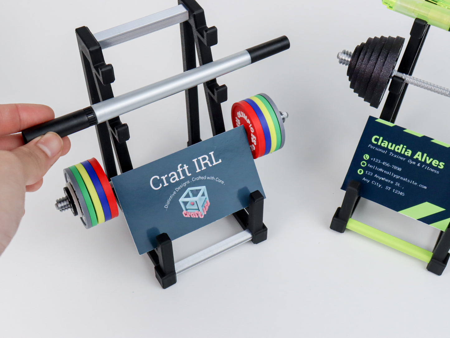 Barbell Rack Business Card Holder  and Pen Holder