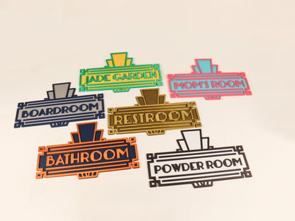 Custom Art Deco Sign | Retro Ambiance | Art Deco | Home Theater | Bathroom | Office Sign | Business Sign