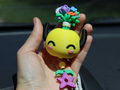 Junimo Car Charm & Air Freshener | Stardew-Inspired Rearview Mirror Accessory
