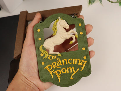 Prancing Pony 3D Tavern Sign -  Bookcase Decoration, Hanging Bookshelf Sign