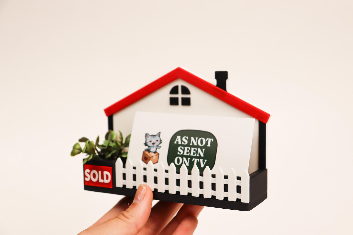 House with Planter Realtor Business Card Holder