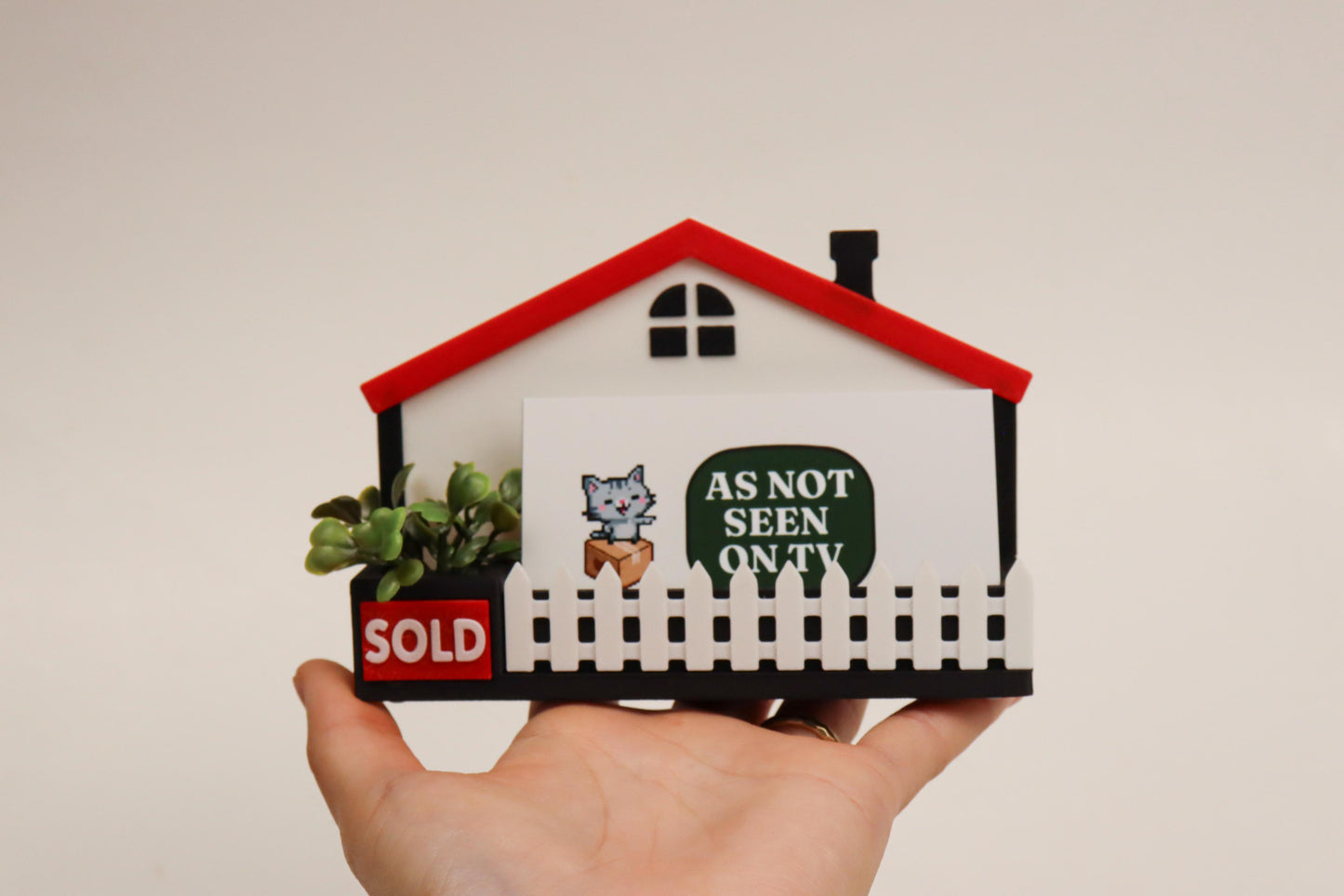 House with Planter Realtor Business Card Holder