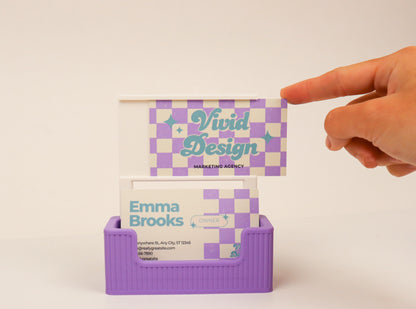 Ribbed Business Card Holder with Extra Card Slot