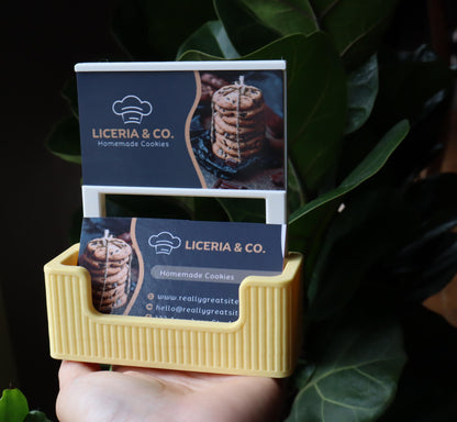 Ribbed Business Card Holder with Extra Card Slot