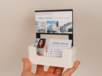 Ribbed Business Card Holder with Extra Card Slot