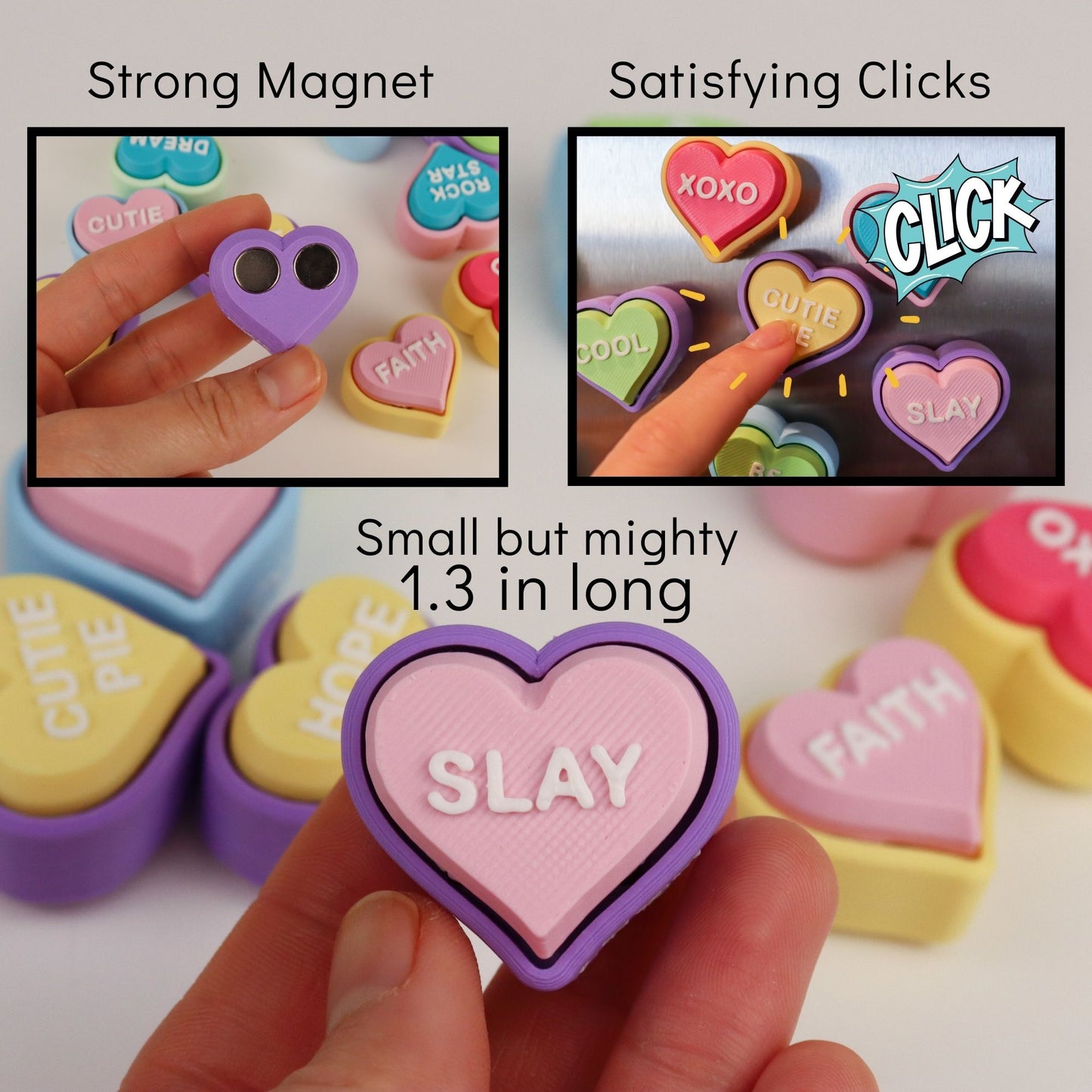 Heart Candy Clicker Magnets