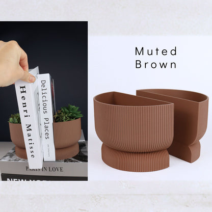 Ribbed Bookend Planter – Minimalist Home Decor