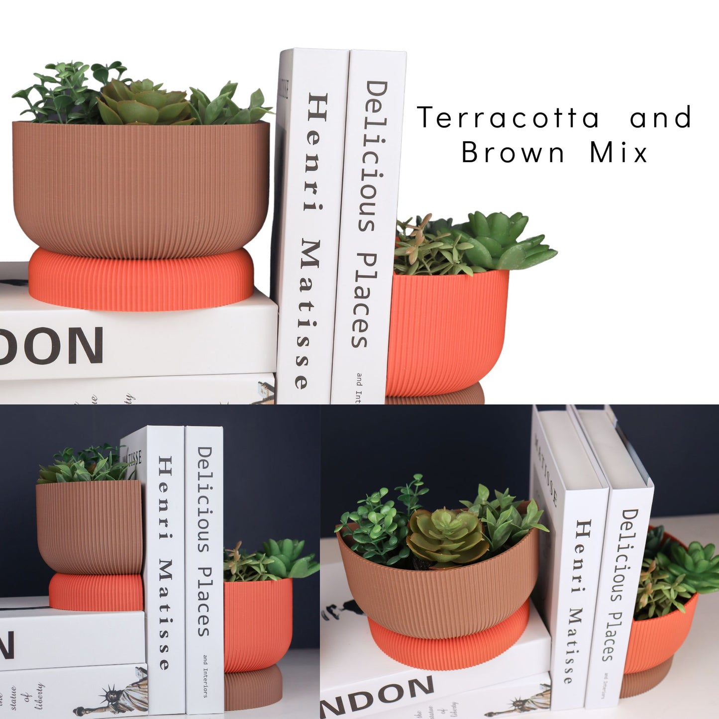 Ribbed Bookend Planter – Minimalist Home Decor