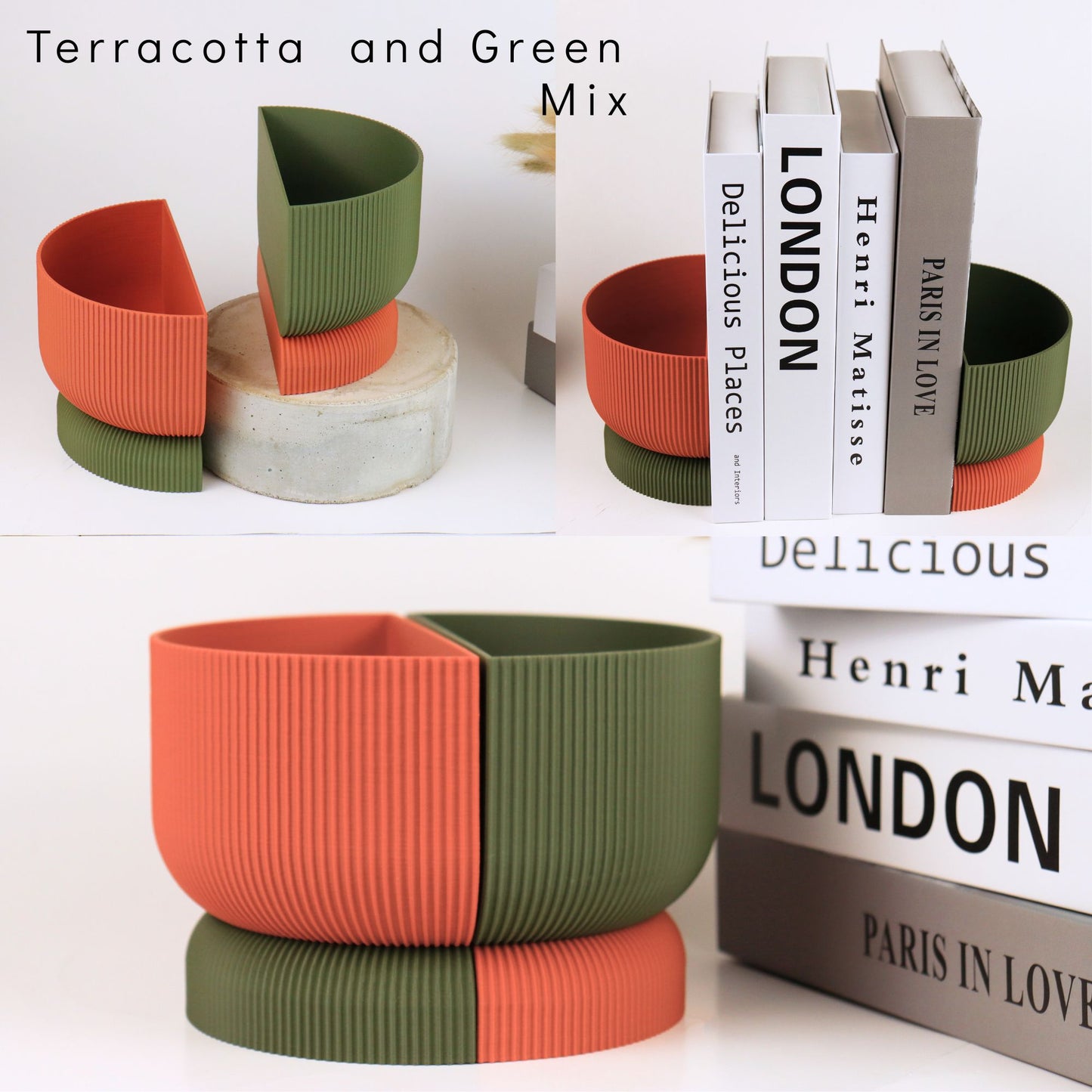 Ribbed Bookend Planter – Minimalist Home Decor