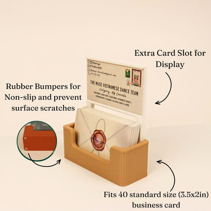 Ribbed Business Card Holder with Extra Card Slot