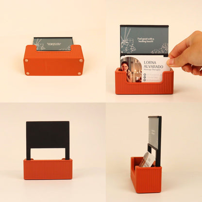 Ribbed Business Card Holder with Extra Card Slot