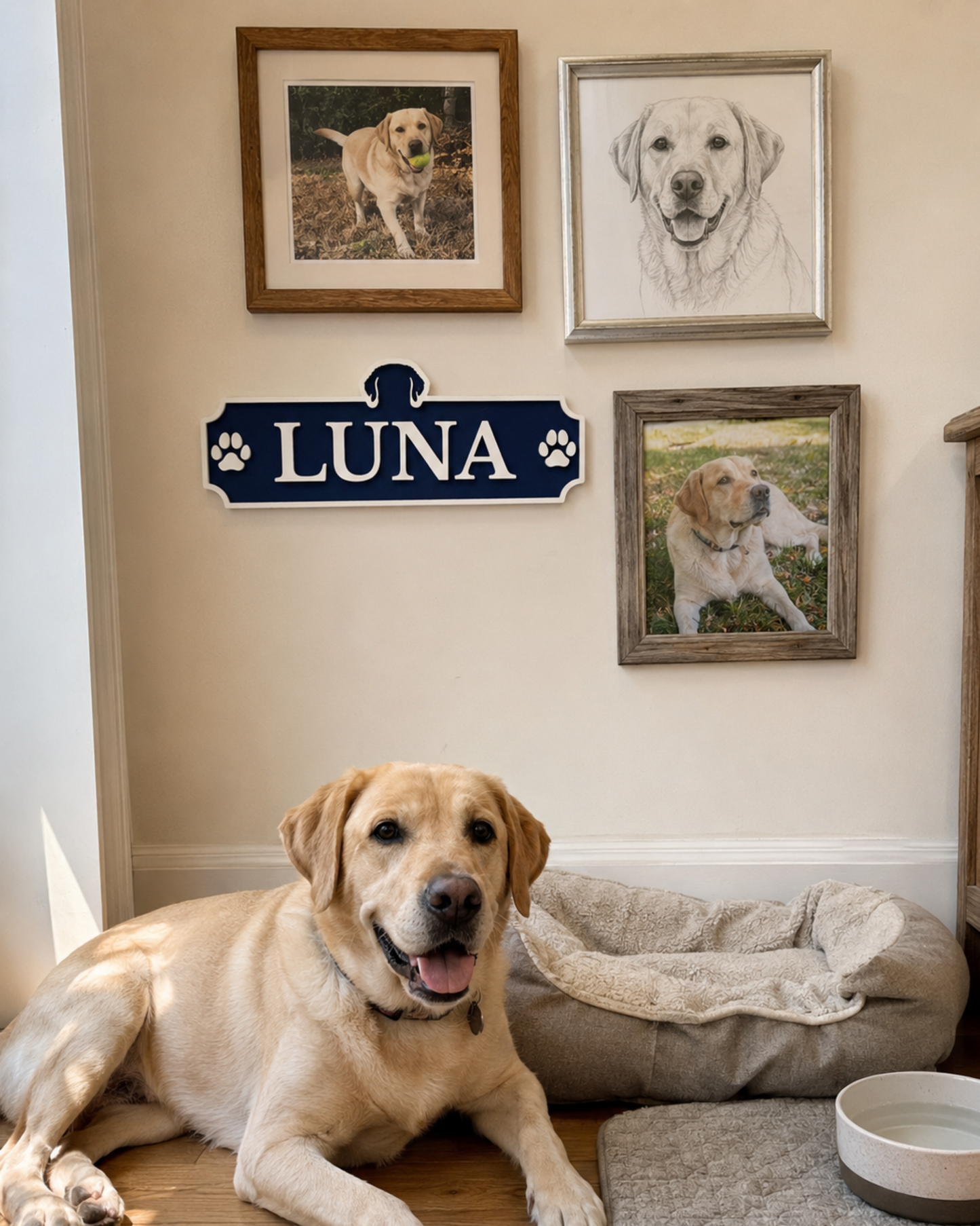 Personalized Dog Name Sign with Custom Breed