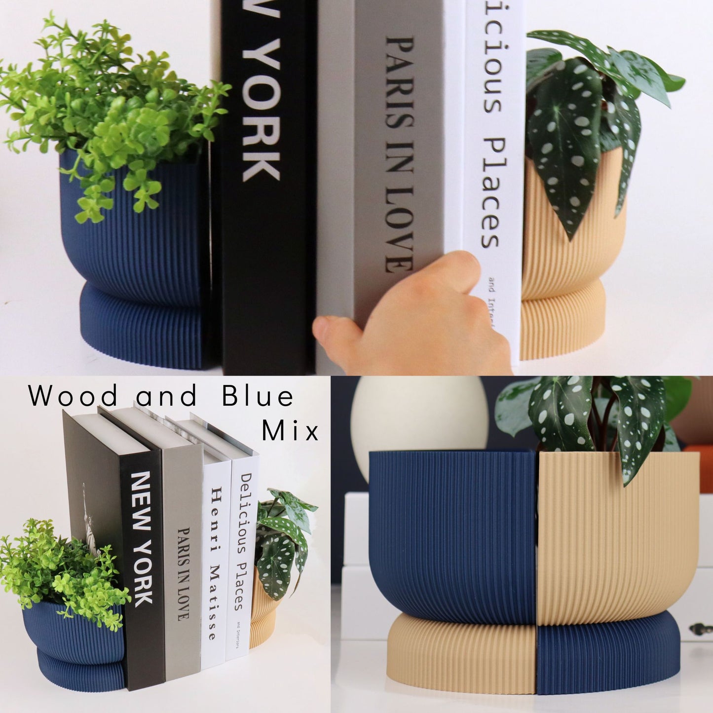 Ribbed Bookend Planter – Minimalist Home Decor