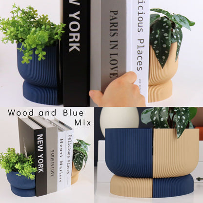 Ribbed Bookend Planter – Minimalist Home Decor