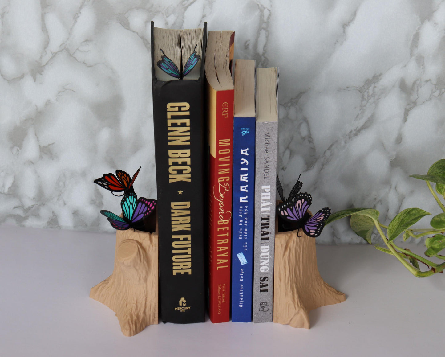 Tree Trunk Bookend and Bookmark or Pen Holder