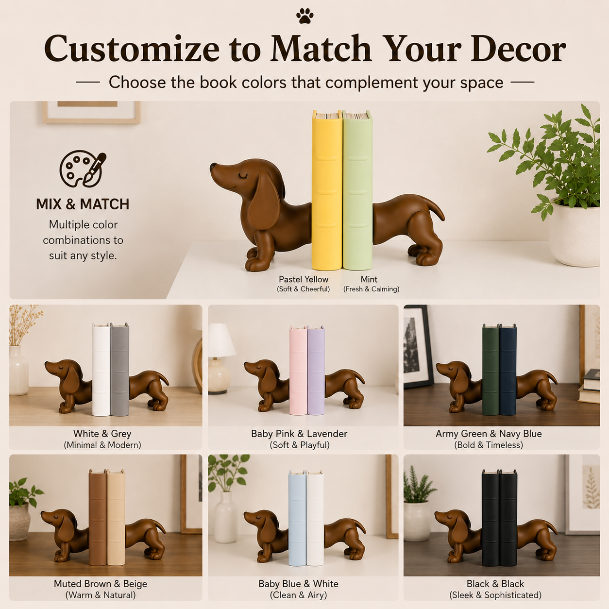 Dachshund Bookends - Long Sausage Doggy