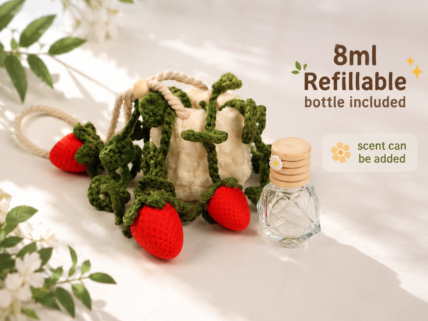 Fruit Vine Crochet Car Diffuser - Rearview Mirror Decor and Car Air Freshener Accessories