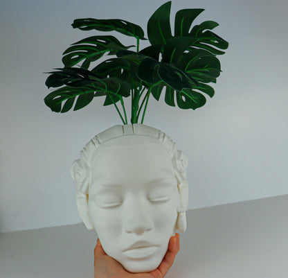 Cyborg Female Face Wall Planter