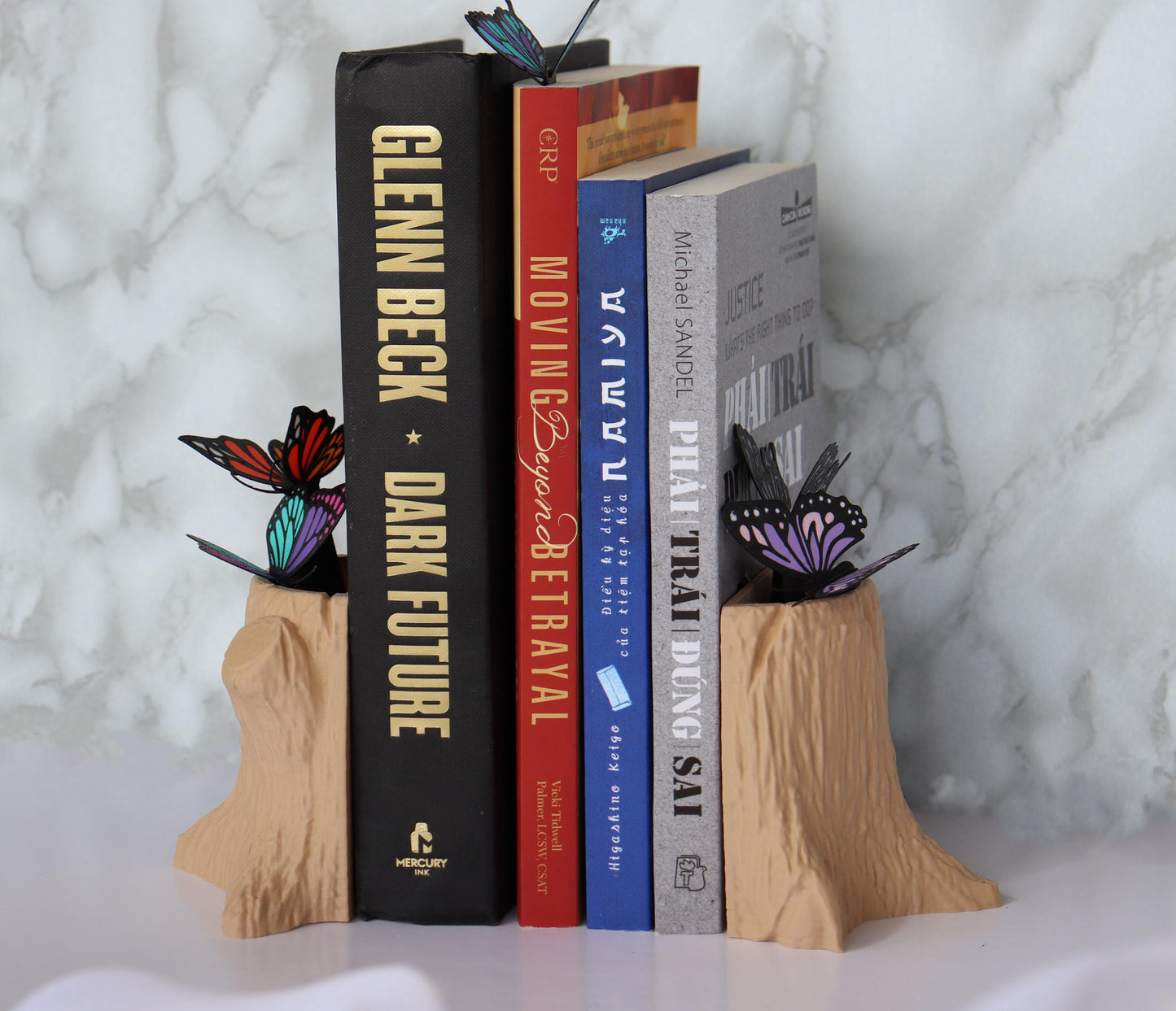 Tree Trunk Bookend and Bookmark or Pen Holder