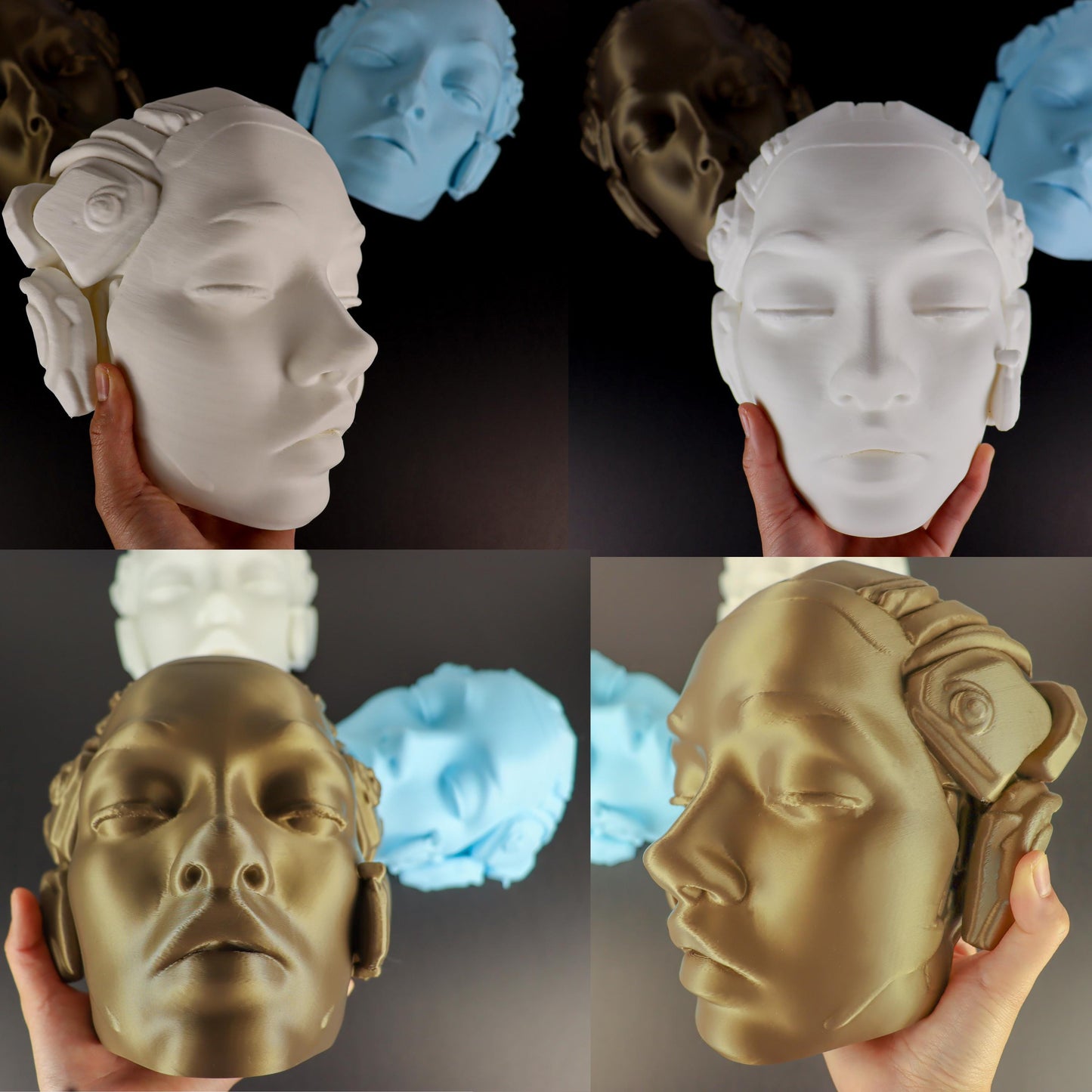 Cyborg Female Face Wall Planter