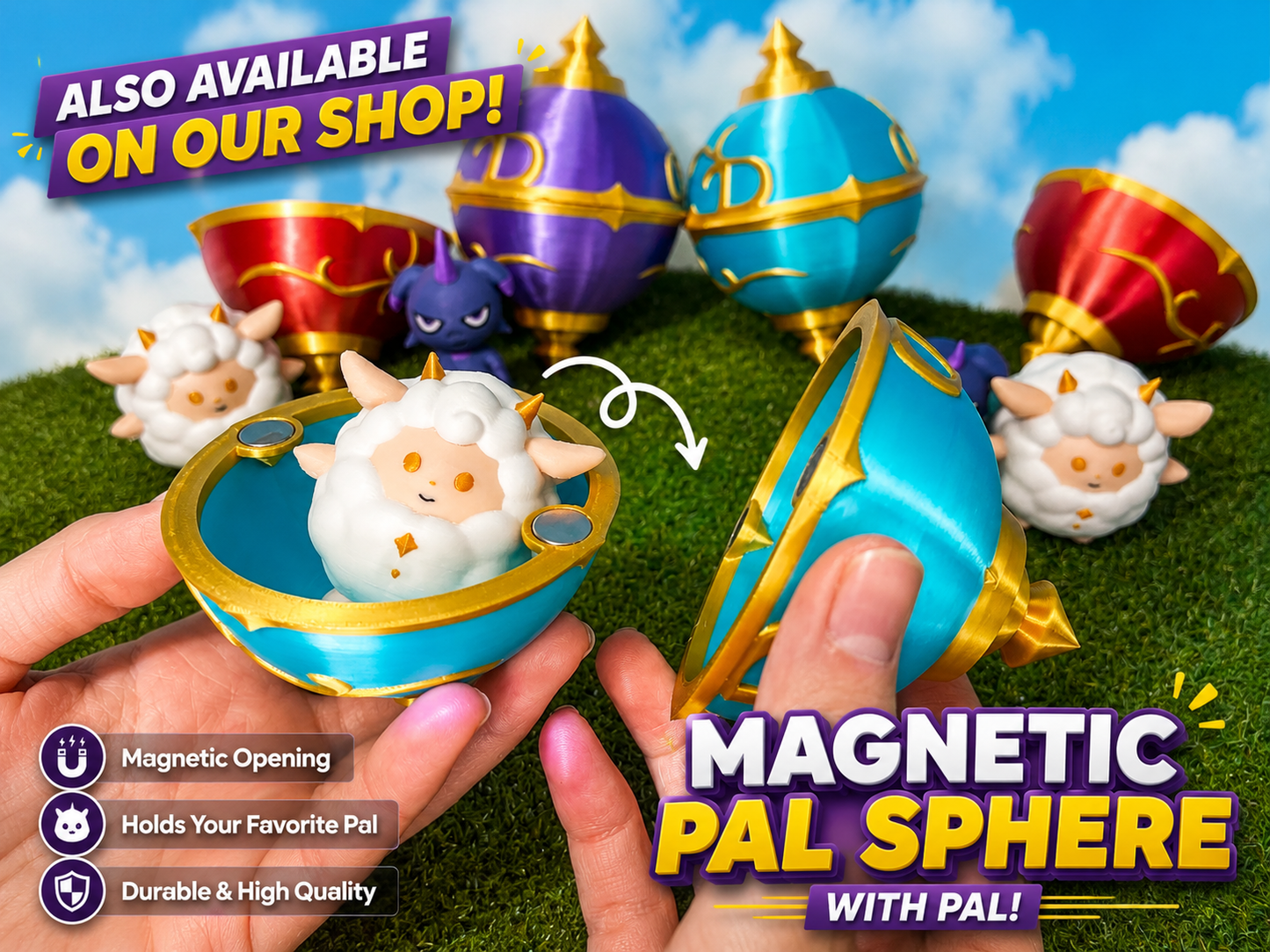 Personalized Palworld-Inspired Name Sign with FREE Mini Pal Sphere