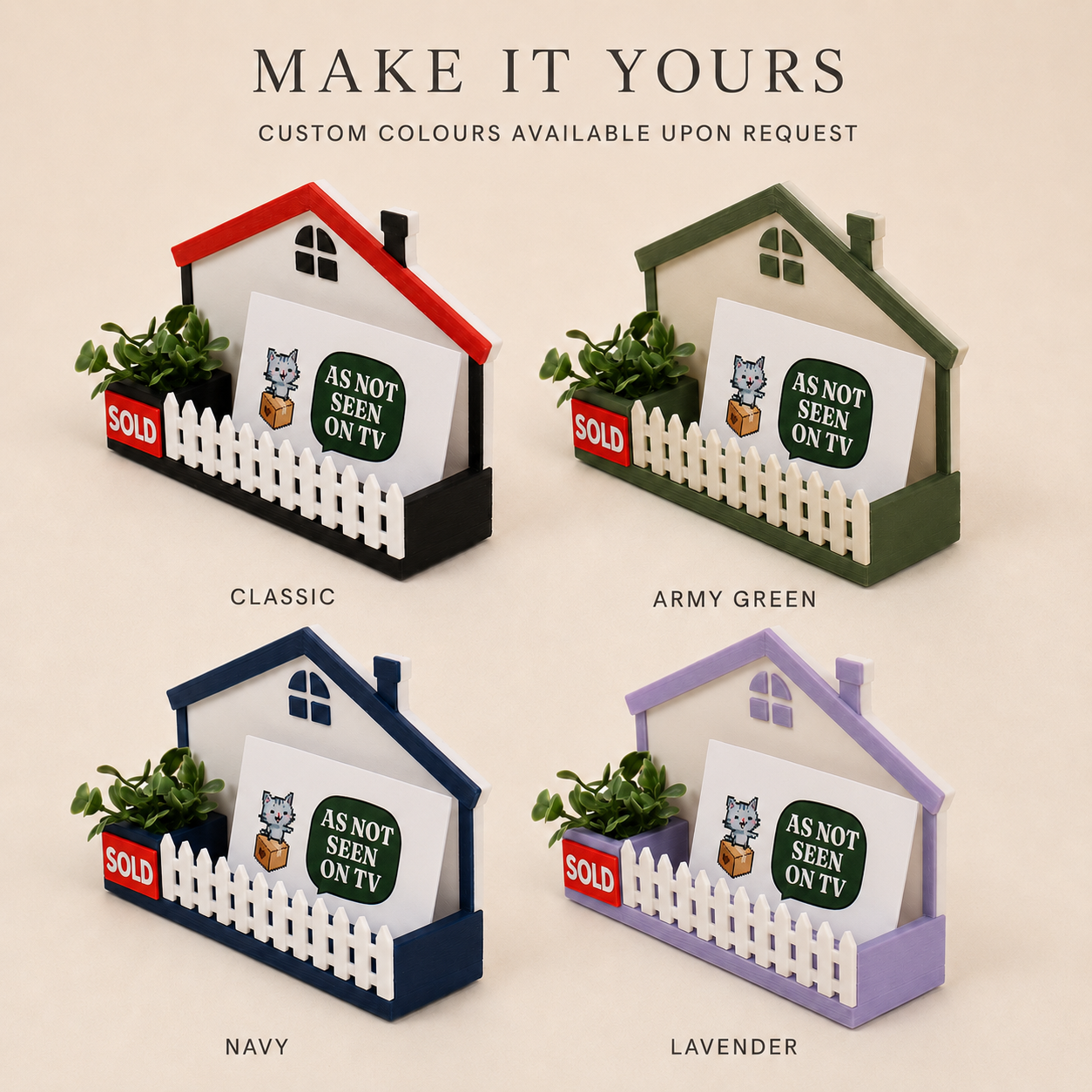 House with Planter Realtor Business Card Holder