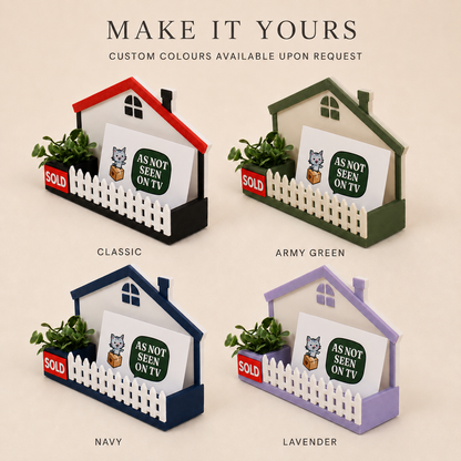 House with Planter Realtor Business Card Holder