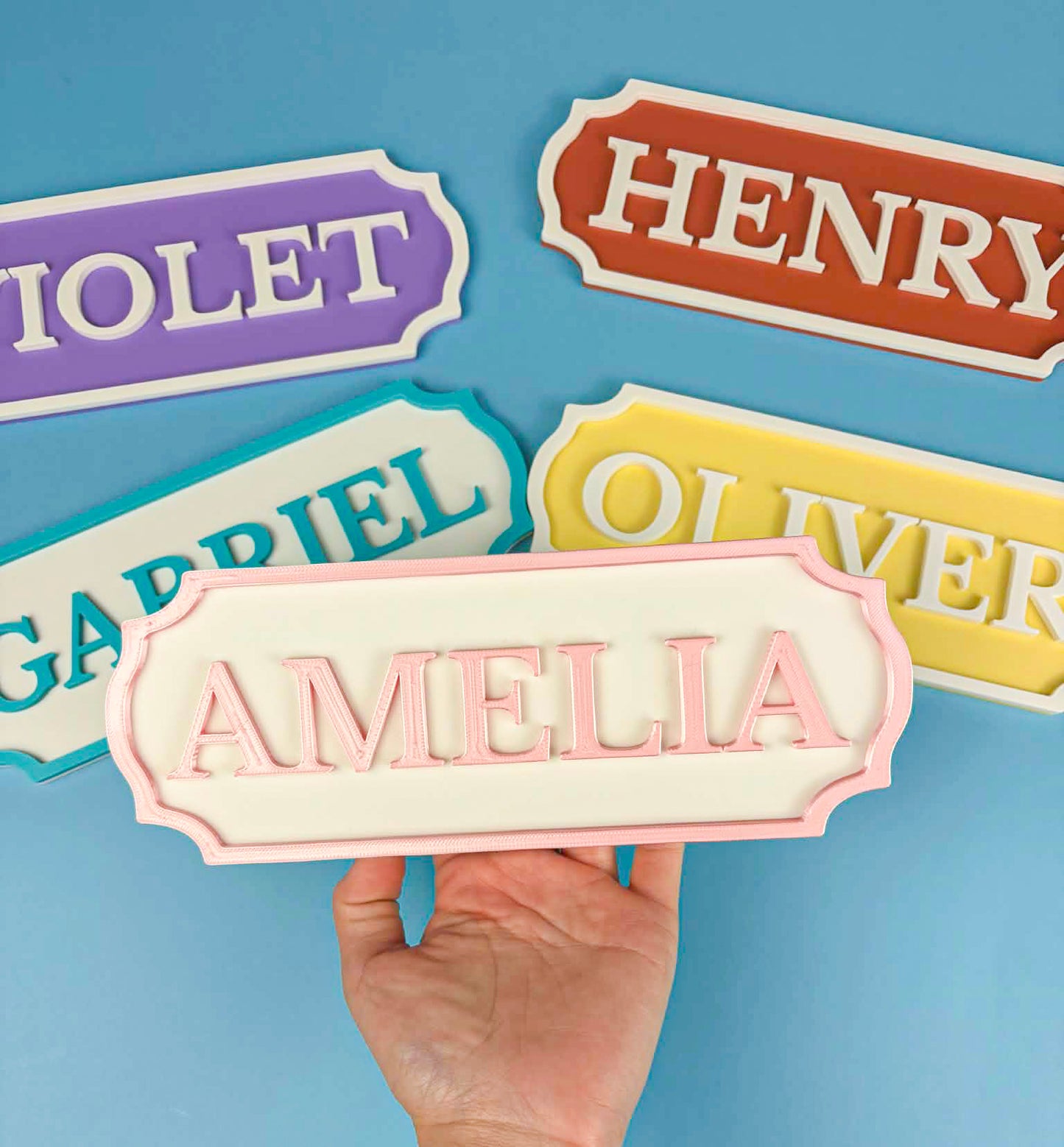 Personalized Pastel Name Door Hanger, Kids Room Sign, Bedroom Decor