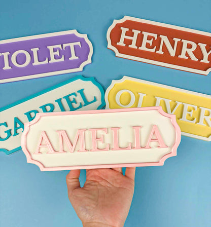 Personalized Pastel Name Door Hanger, Kids Room Sign, Bedroom Decor