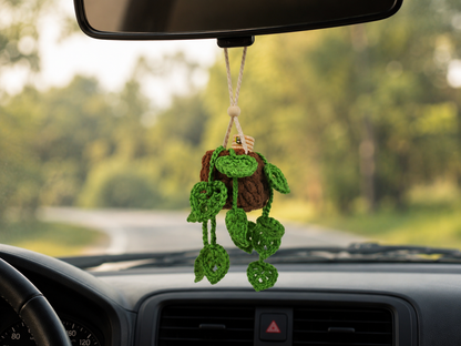 Pothos Vine Car Diffusers - Planty Rearview Mirror Decor and Car Air Freshener Accessories - Plant Lover Gifts