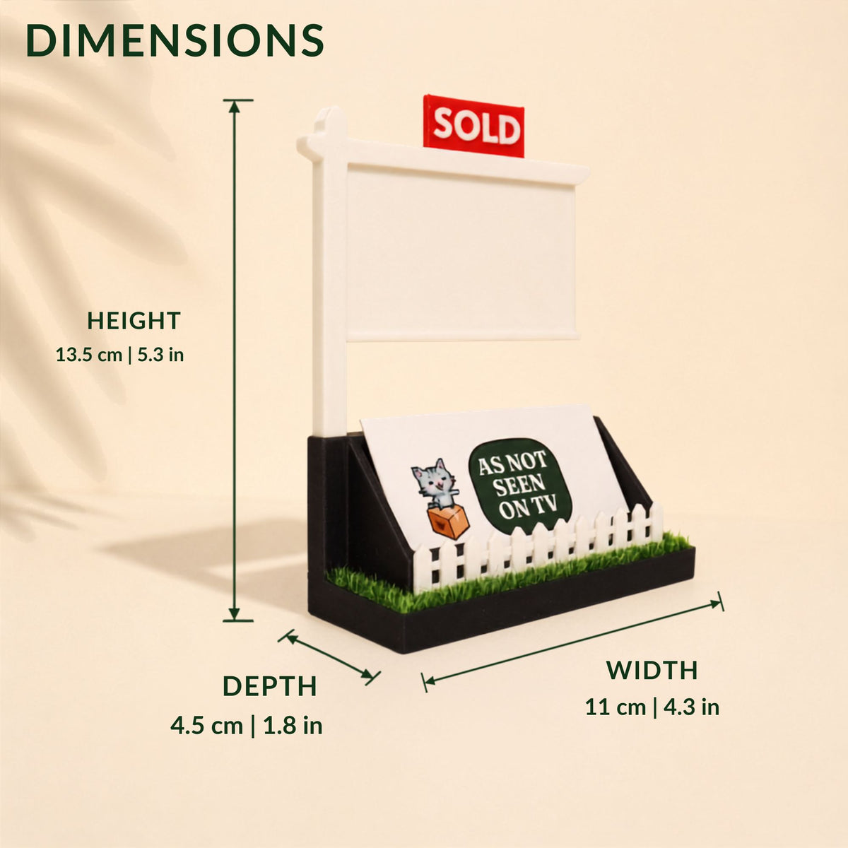 Realtor Business Card Holder with Interchangeable Signs and Grass Base