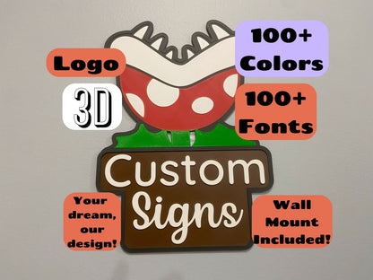 Custom 3D Sign with 100+ colors - Logos - Pictures - 100+ Fonts