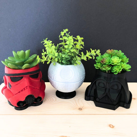 Star Wars Planter Bundle – Darth Vader, Stormtrooper, Death Star
