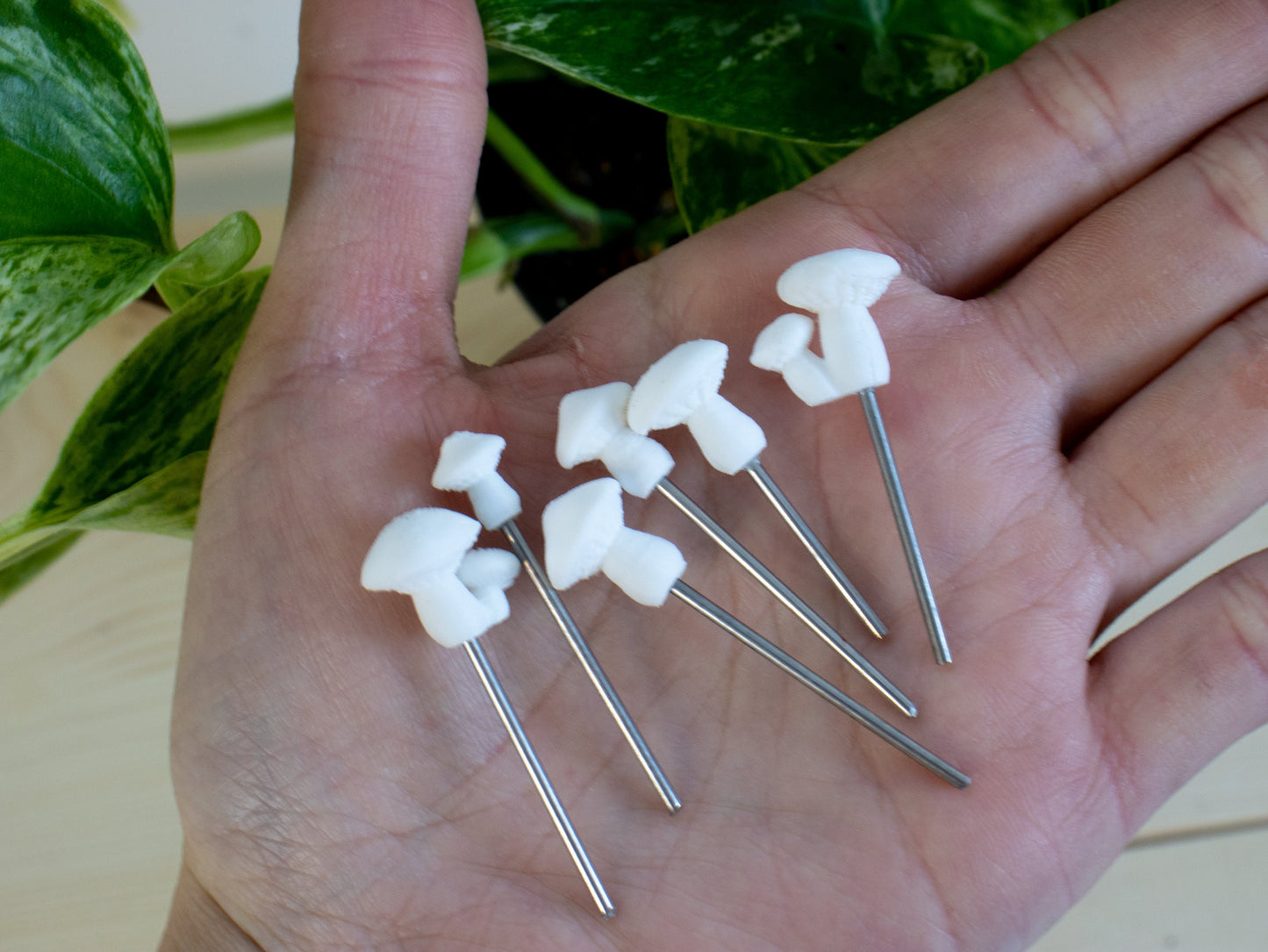 White Button Mushroom Stake Plant Accessory