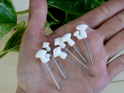 White Button Mushroom Stake Plant Accessory