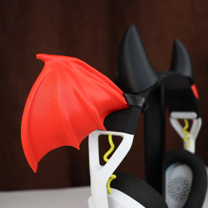 Bat Wings Headphone Attachment with Horns