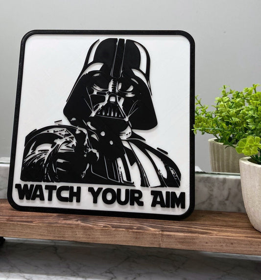 Watch Your Aim Bathroom Sign | Restroom Sign | Darth Vader
