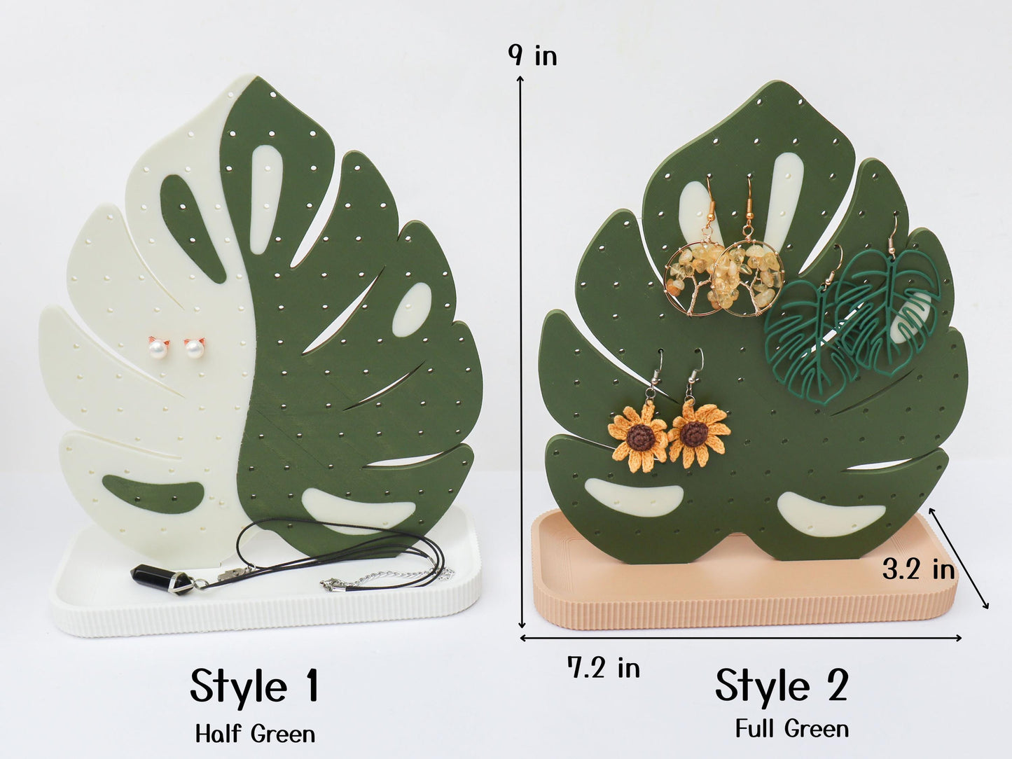 Monstera Leaf Earrings and Pin Stand