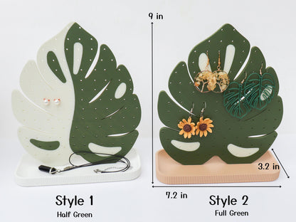 Monstera Leaf Earrings and Pin Stand