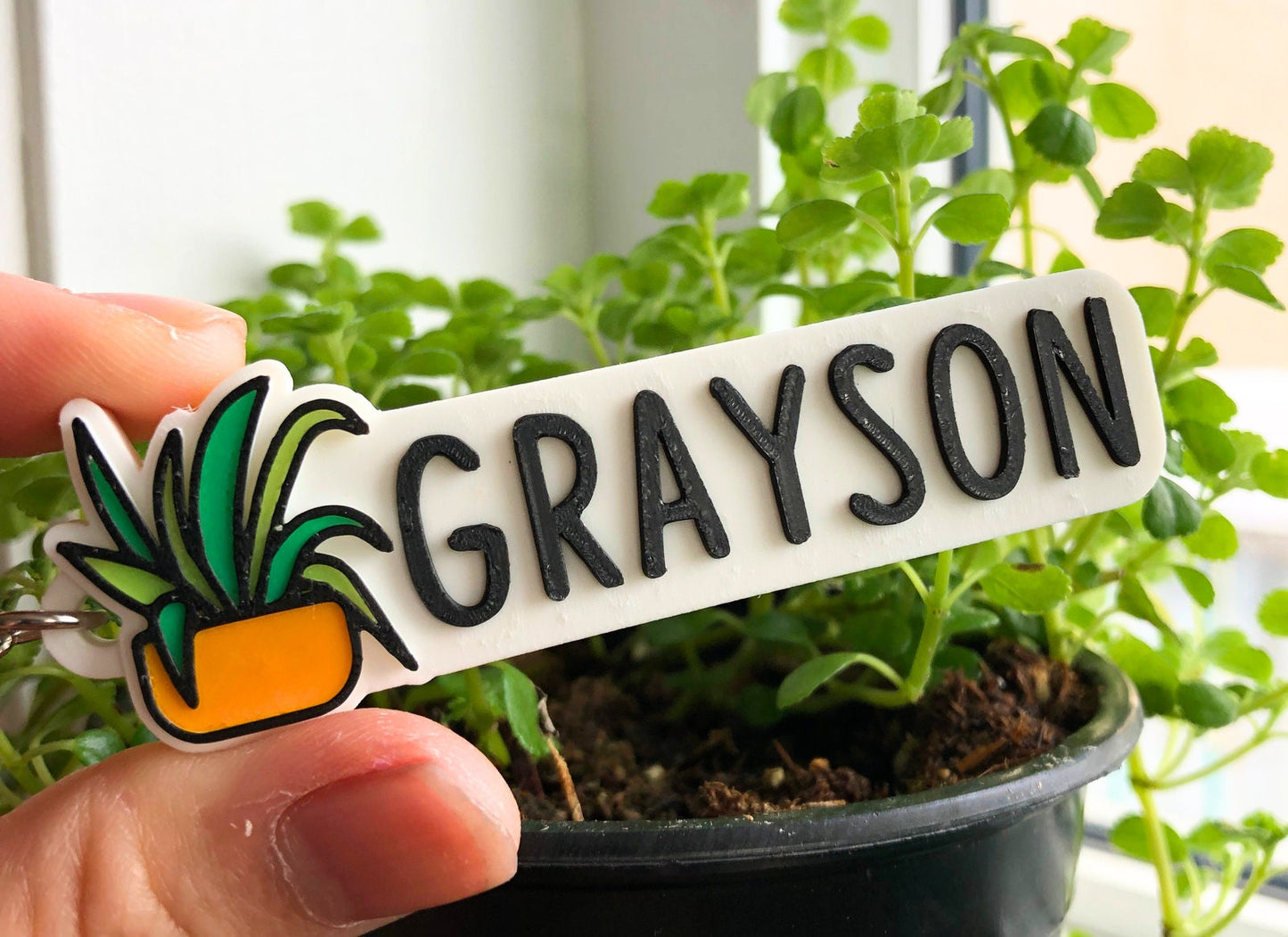 House Plant Custom Name Keychain