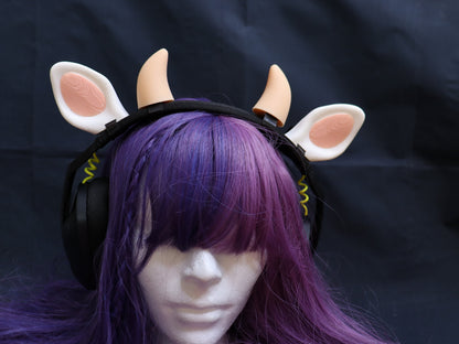 Cow Ears and Horns Headphone Attachment