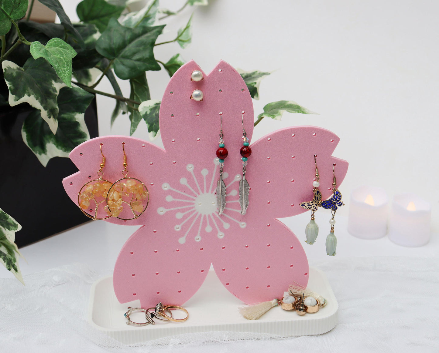 Sakura Earrings and Pin Stand
